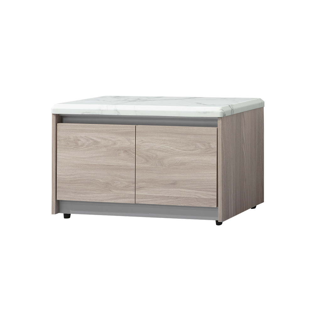 柏蒂家居-拉赫曼2.7尺仿石面二門坐式鞋櫃/座鞋櫃/穿鞋椅