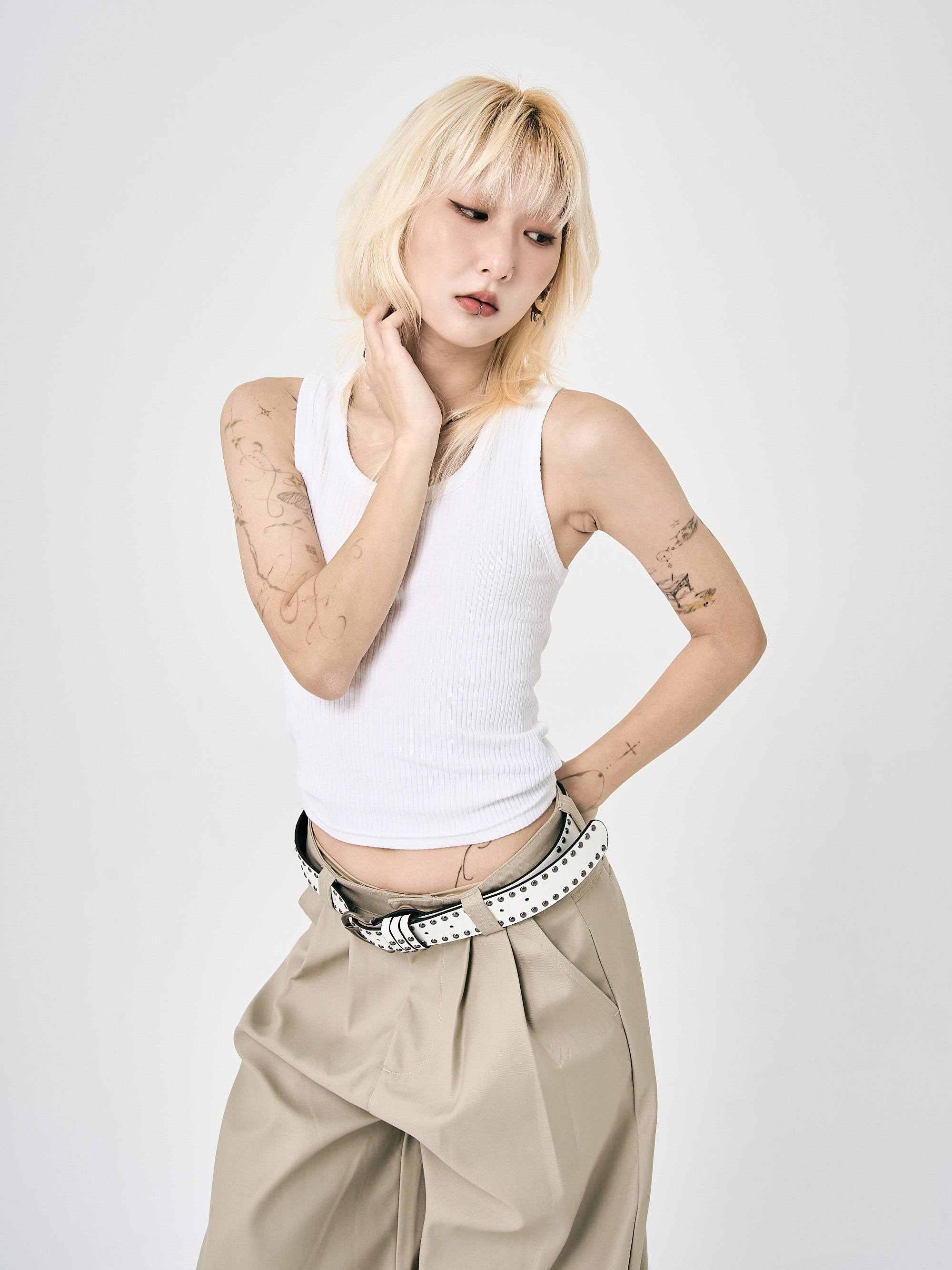 修身坦克背心-白