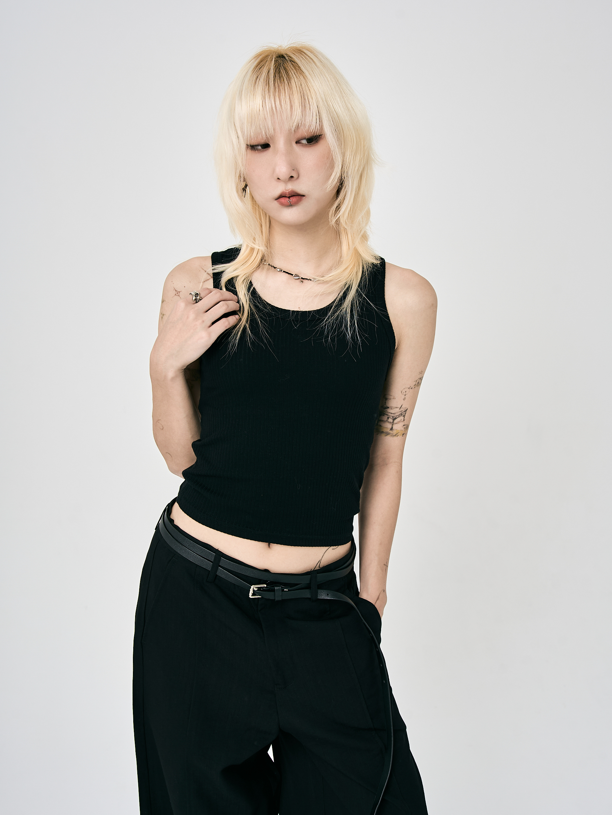 修身坦克背心-黑