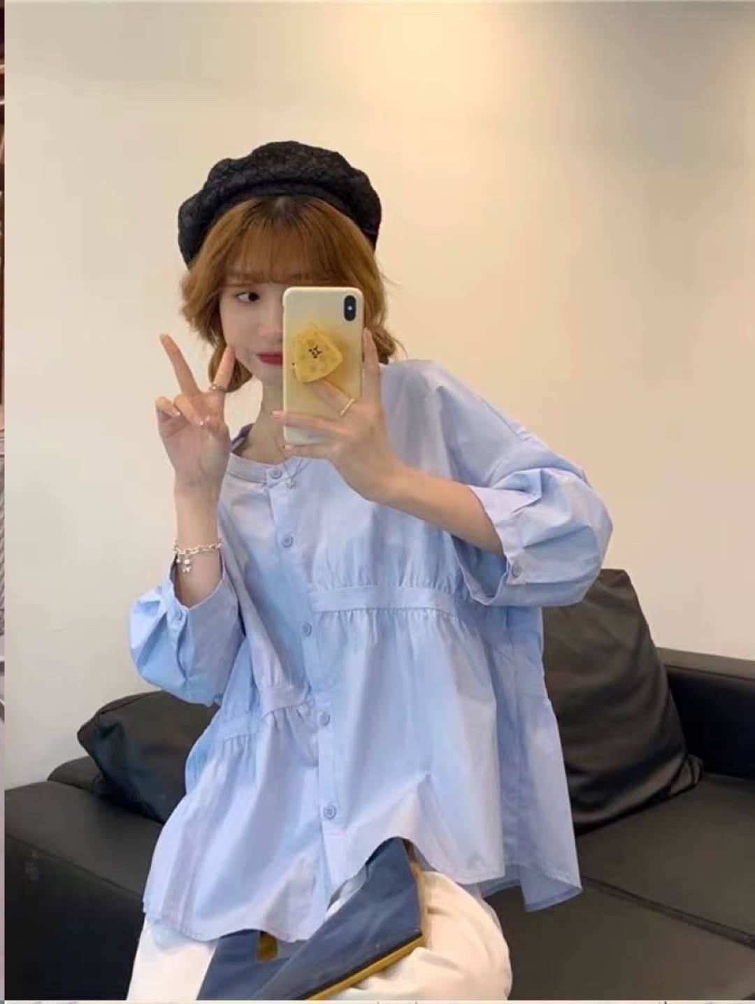 1719-法式不規則設計感襯衫