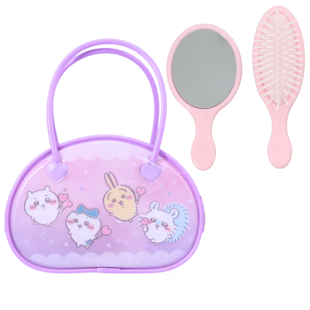 Chiikawa髮梳鏡子小手提袋套裝 (平行進口)