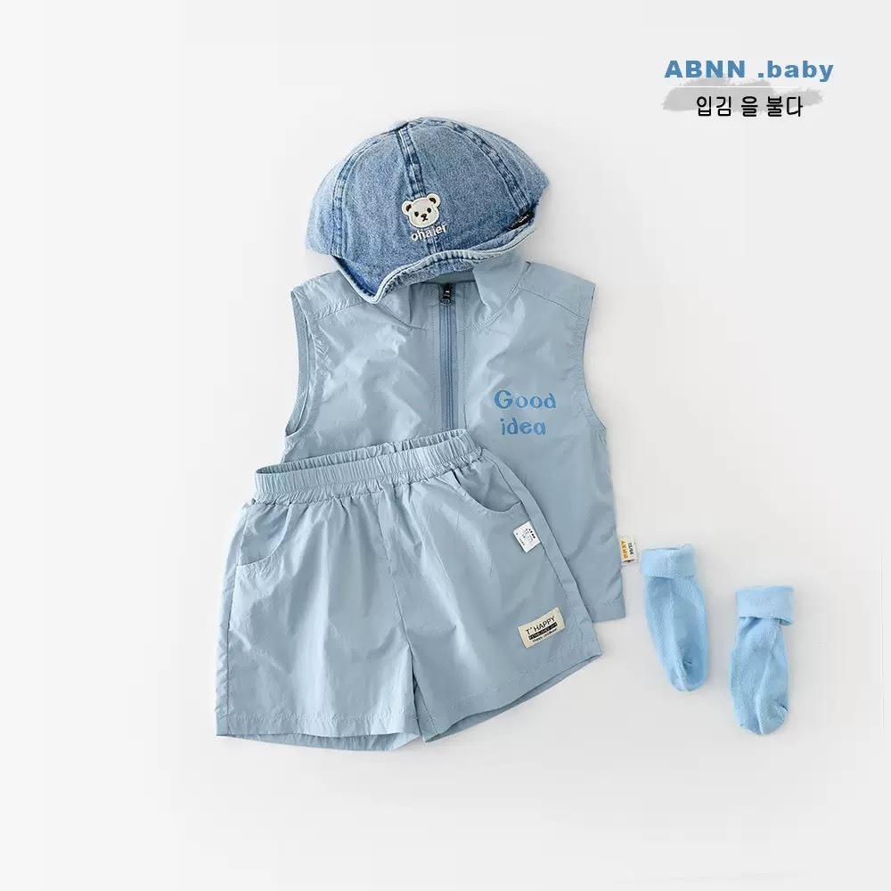 立領拉鍊無袖套裝