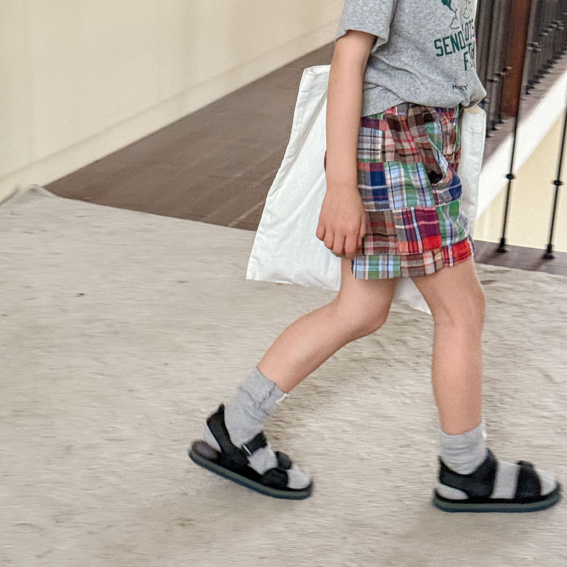 彩色格子 棉麻短褲