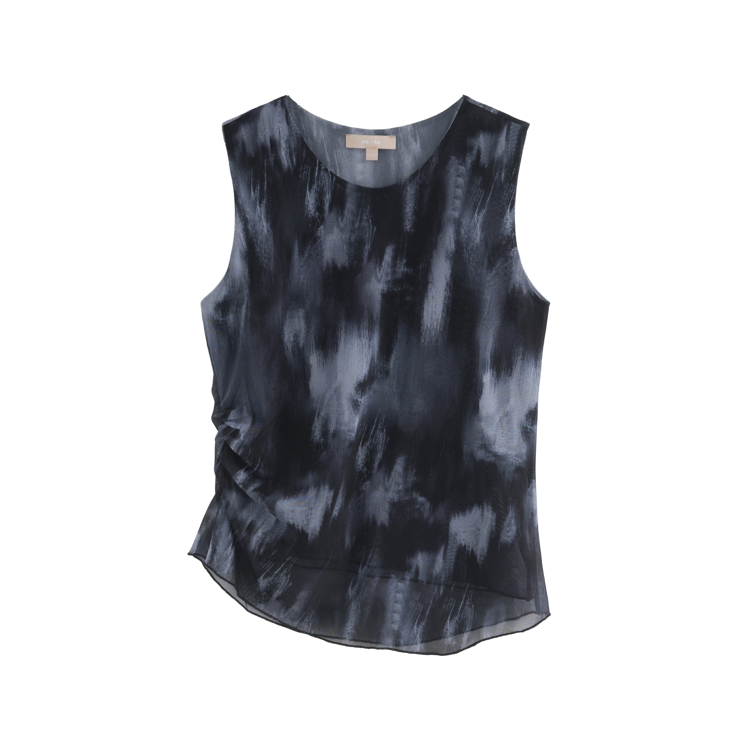mi-tu pleated printed mesh vest