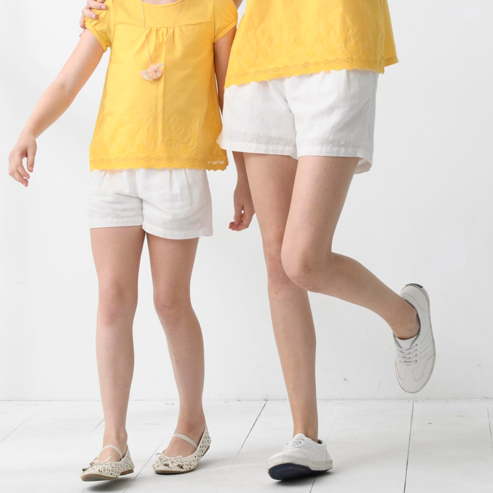 PIPPY 百搭素雅棉麻4分短褲 白