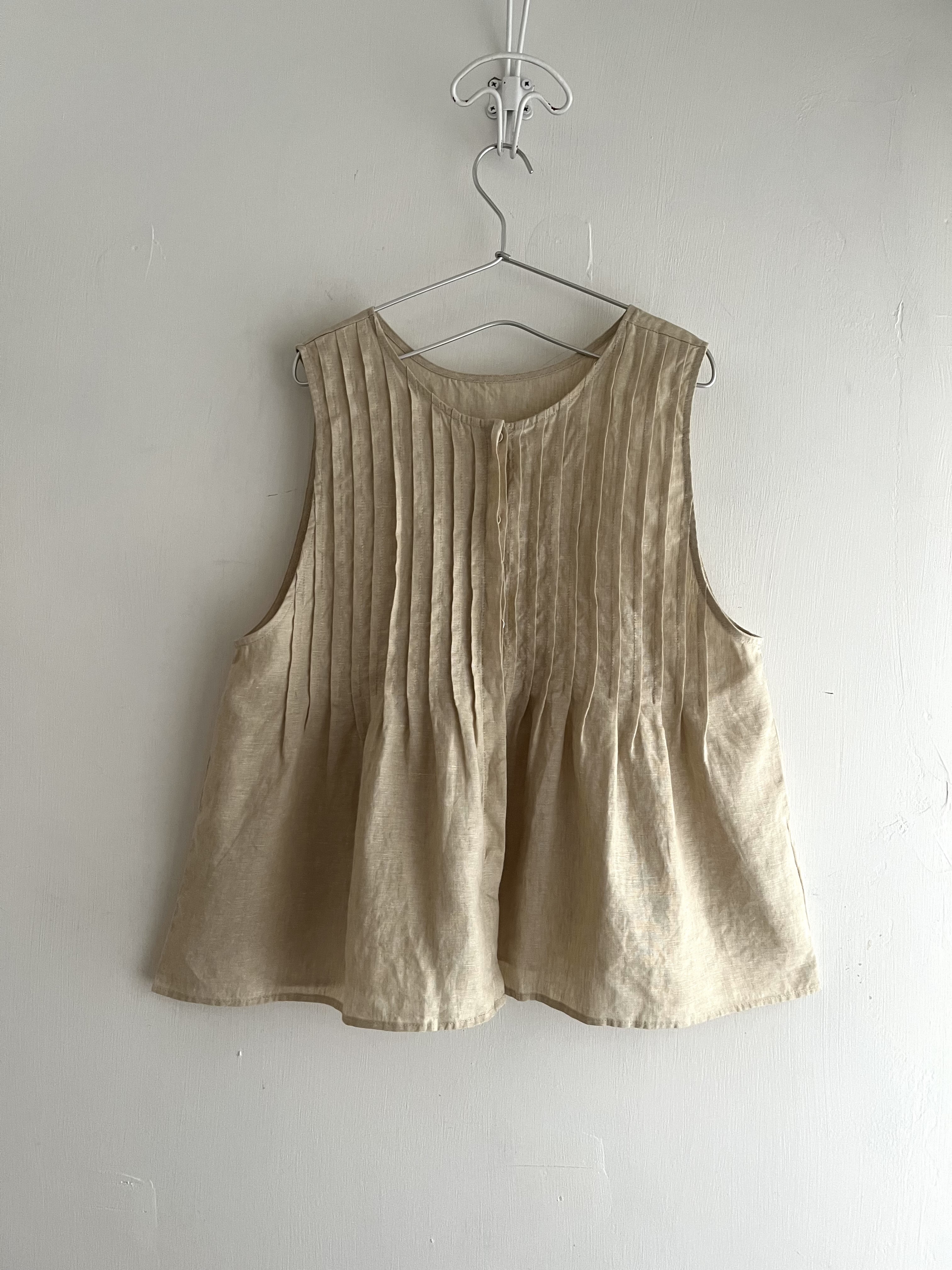 blue willow麻色麻質背心外套