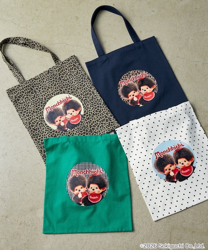 【預購】日本 PUBLUX x Monchhichi 蒙奇奇 波點 豹紋 隨身 手提 托特包