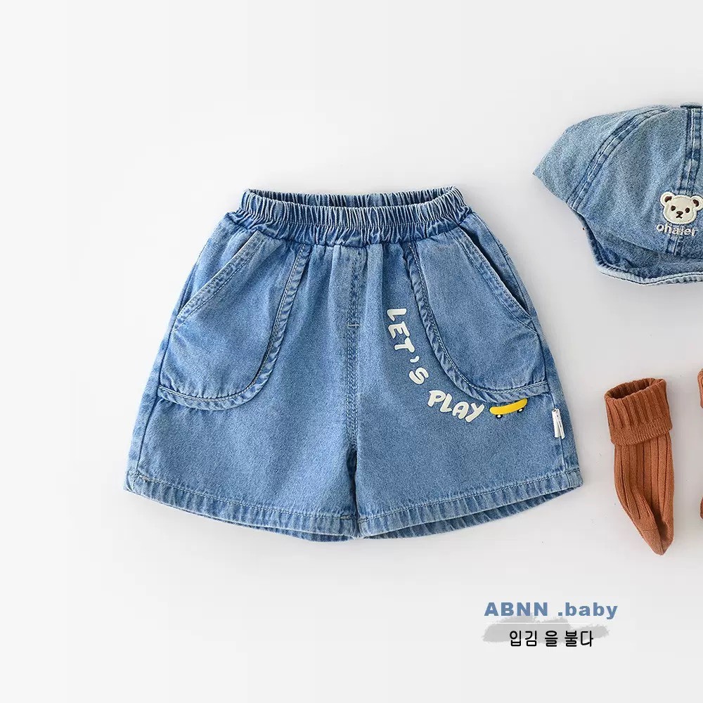英字休閒牛仔短褲