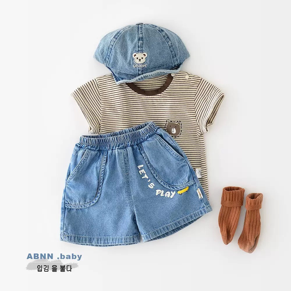 英字休閒牛仔短褲