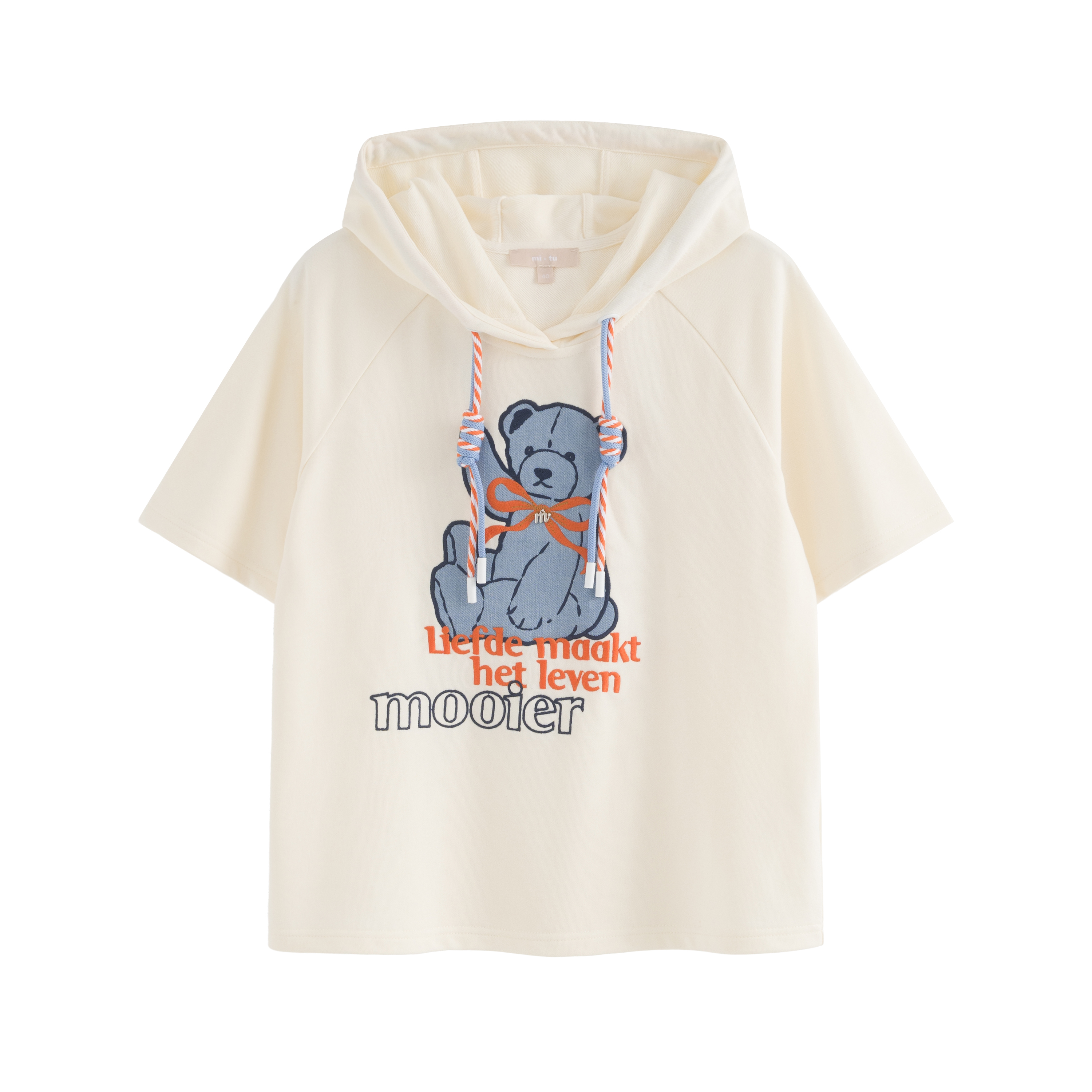 mi-tu小熊印花連帽衛衣