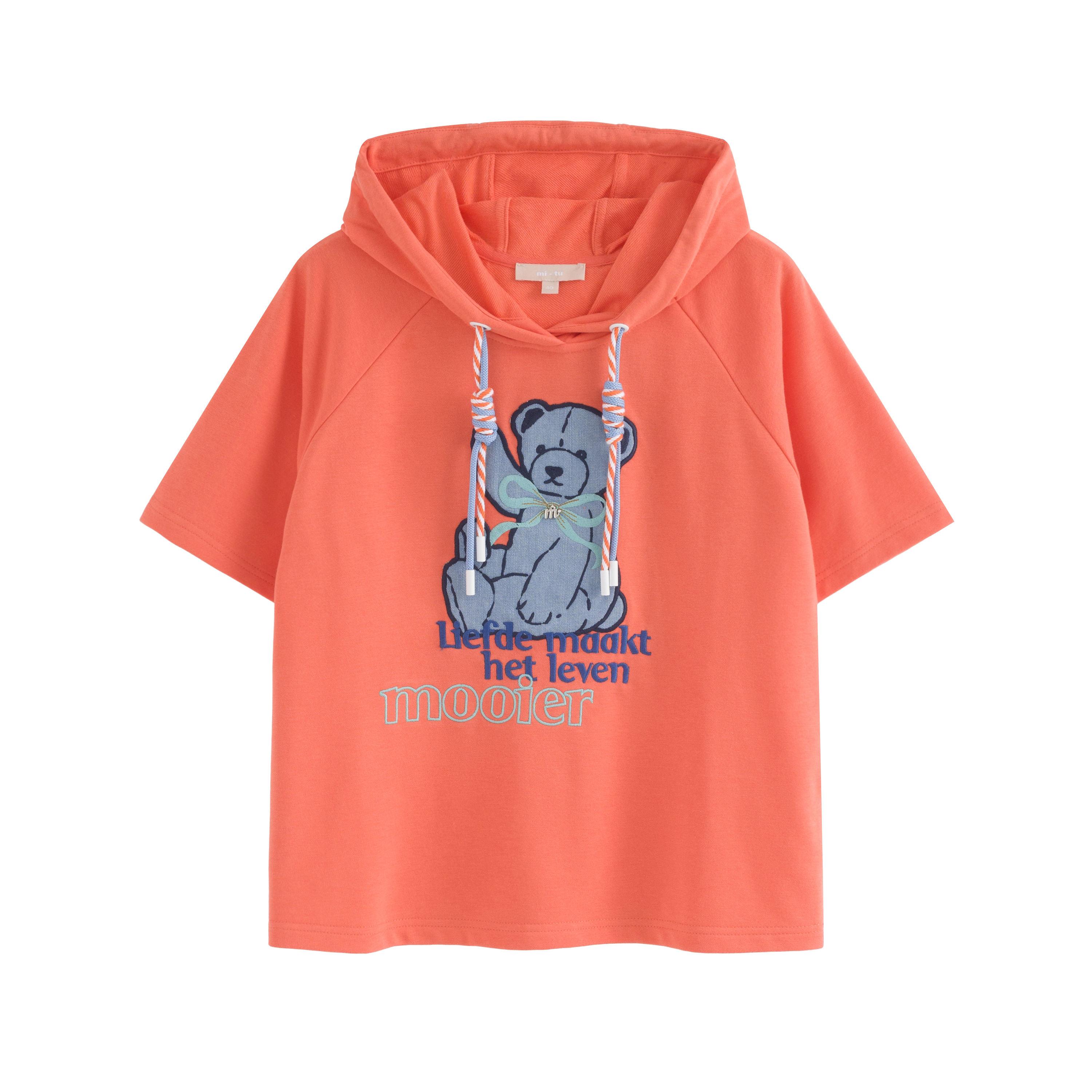 mi-tu小熊印花連帽衛衣