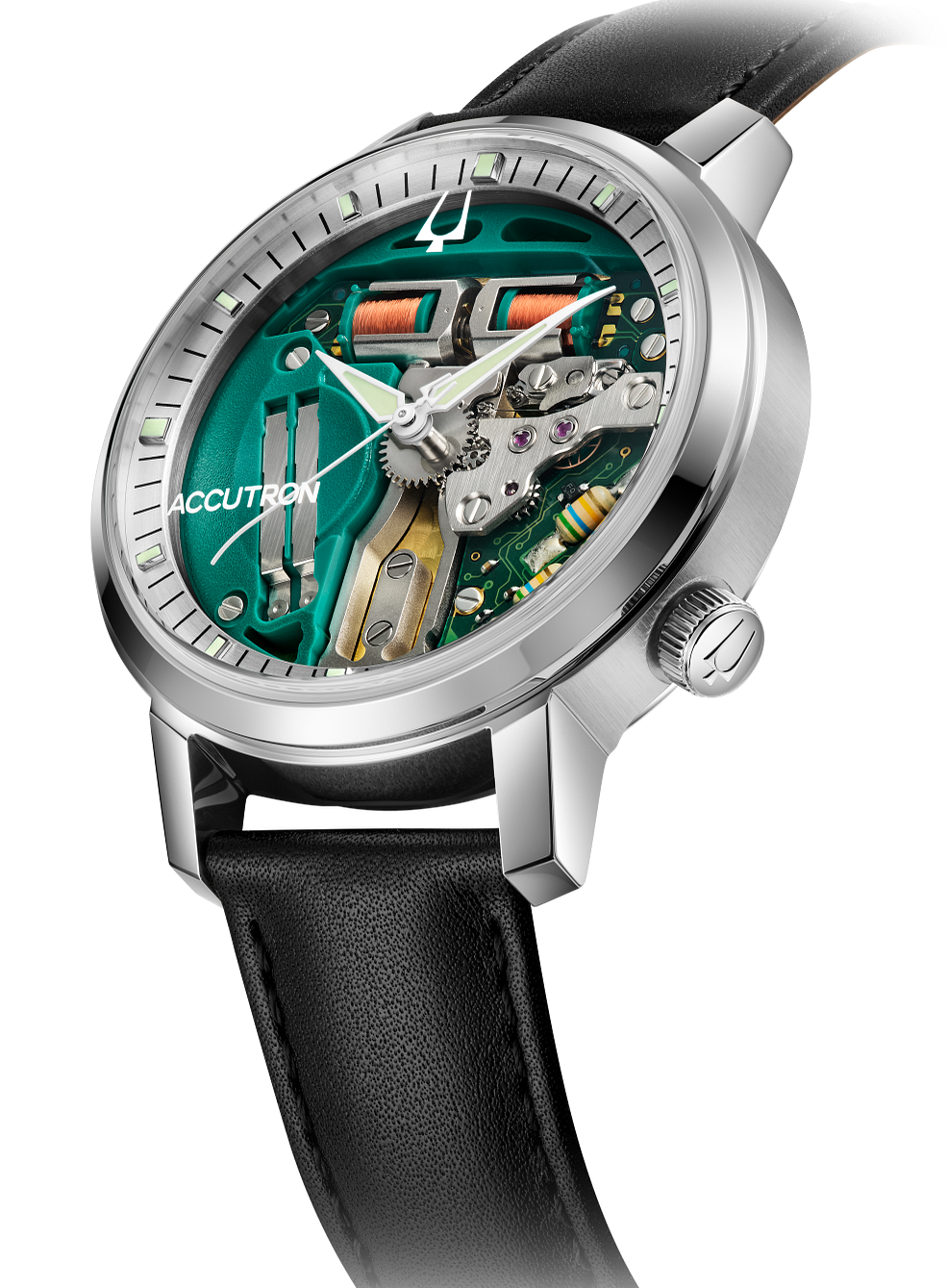 萬年鐘錶 - BULOVA 寶路華  ACCUTRON 獨家復刻音叉機芯 904L不鏽鋼錶殼音叉進化版Y230皮革款男錶 26A211 錶徑39MM