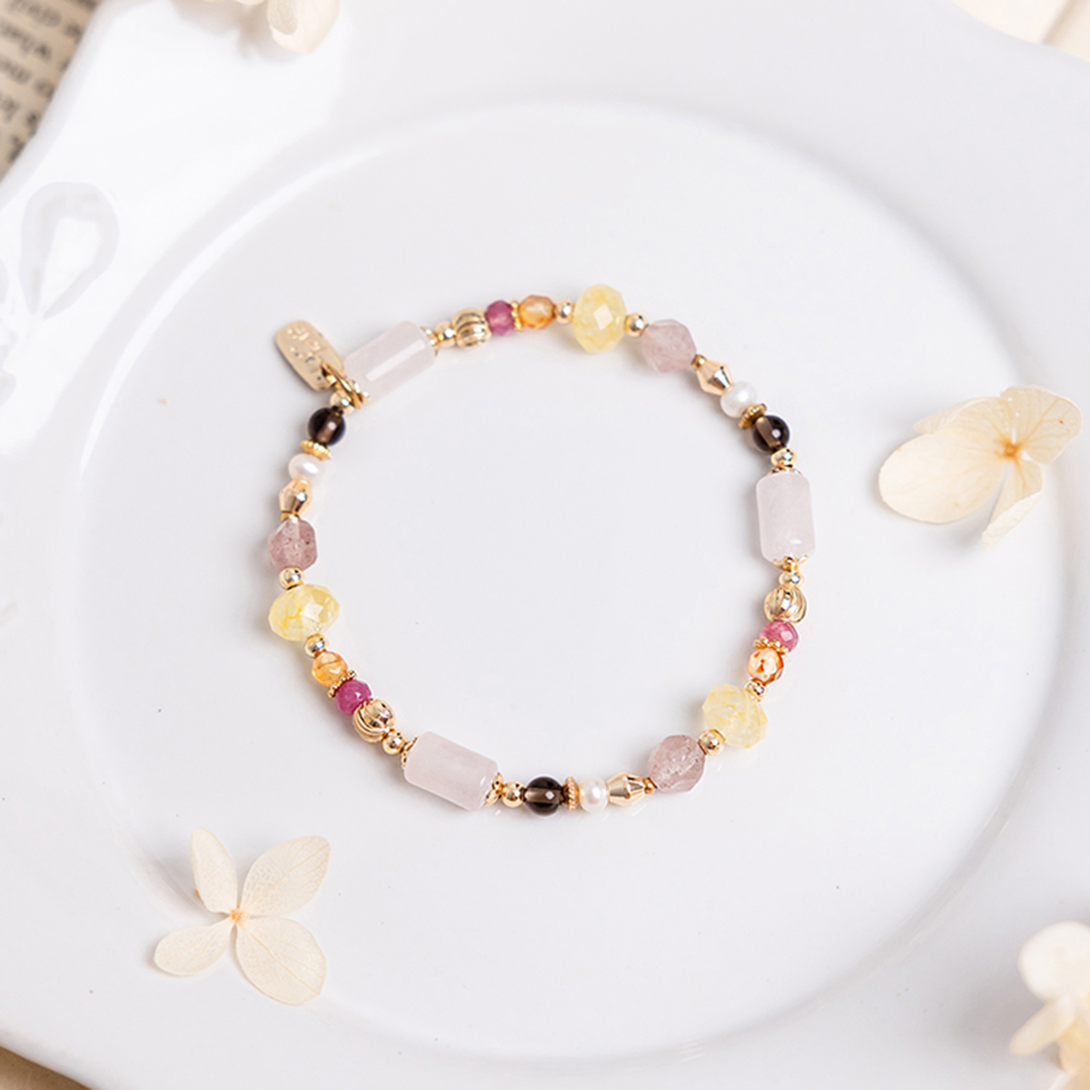 《苗栗意象》拱天宮 • 移動堡壘 – 粉晶黃水晶 – 手鍊