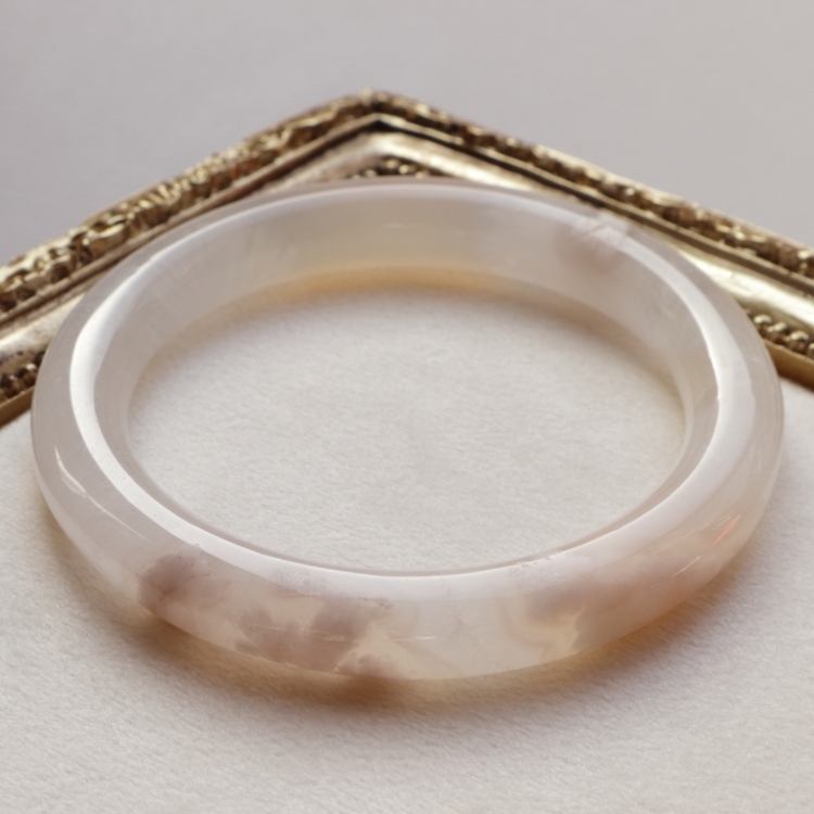 【天然石水晶手鐲】圈口尺寸58～59 冰霜雪花淨透瑪瑙/紫祖母晶