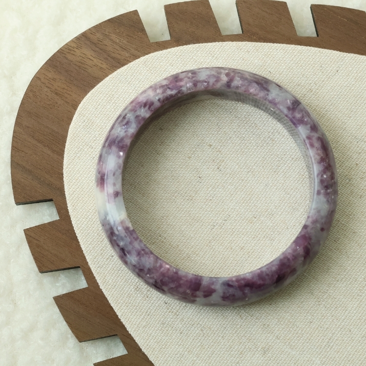 【天然石水晶手鐲】圈口尺寸58～59 冰霜雪花淨透瑪瑙/紫祖母晶