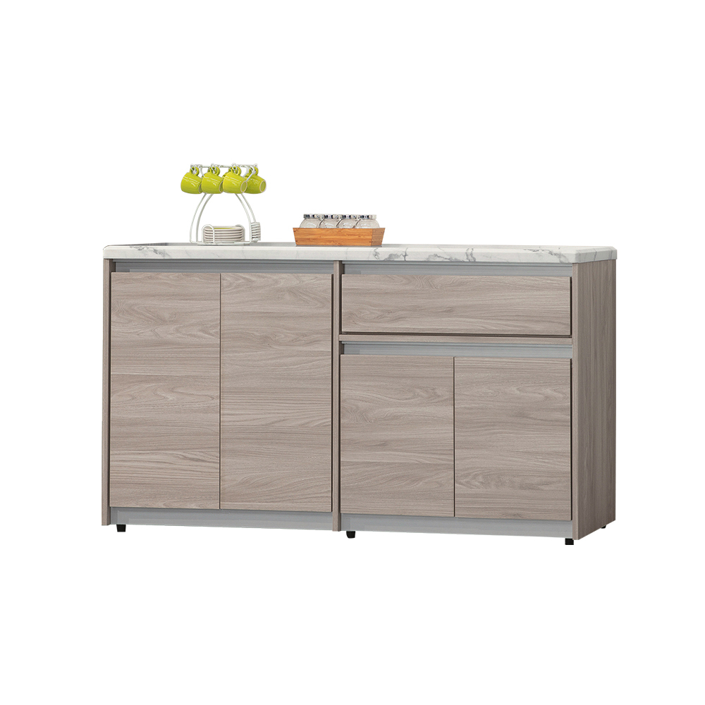 柏蒂家居-拉赫曼5尺四門一抽仿石面餐櫃/電器櫃/碗盤收納櫃/置物矮櫃