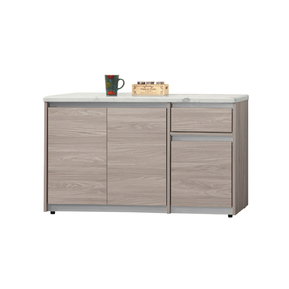 柏蒂家居-拉赫曼4尺三門一抽仿石面餐櫃/電器櫃/碗盤收納櫃/置物矮櫃