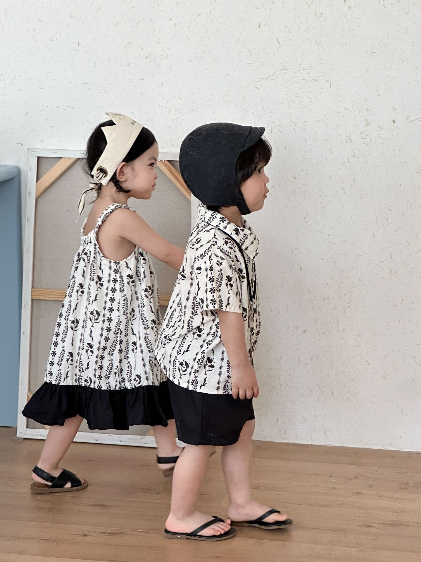 黑色排排花 短袖套裝/裙裝