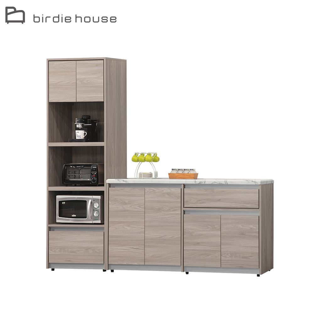 柏蒂家居-拉赫曼7尺六門二抽L型餐櫃組合(2尺高電器櫃+5尺置物矮櫃)