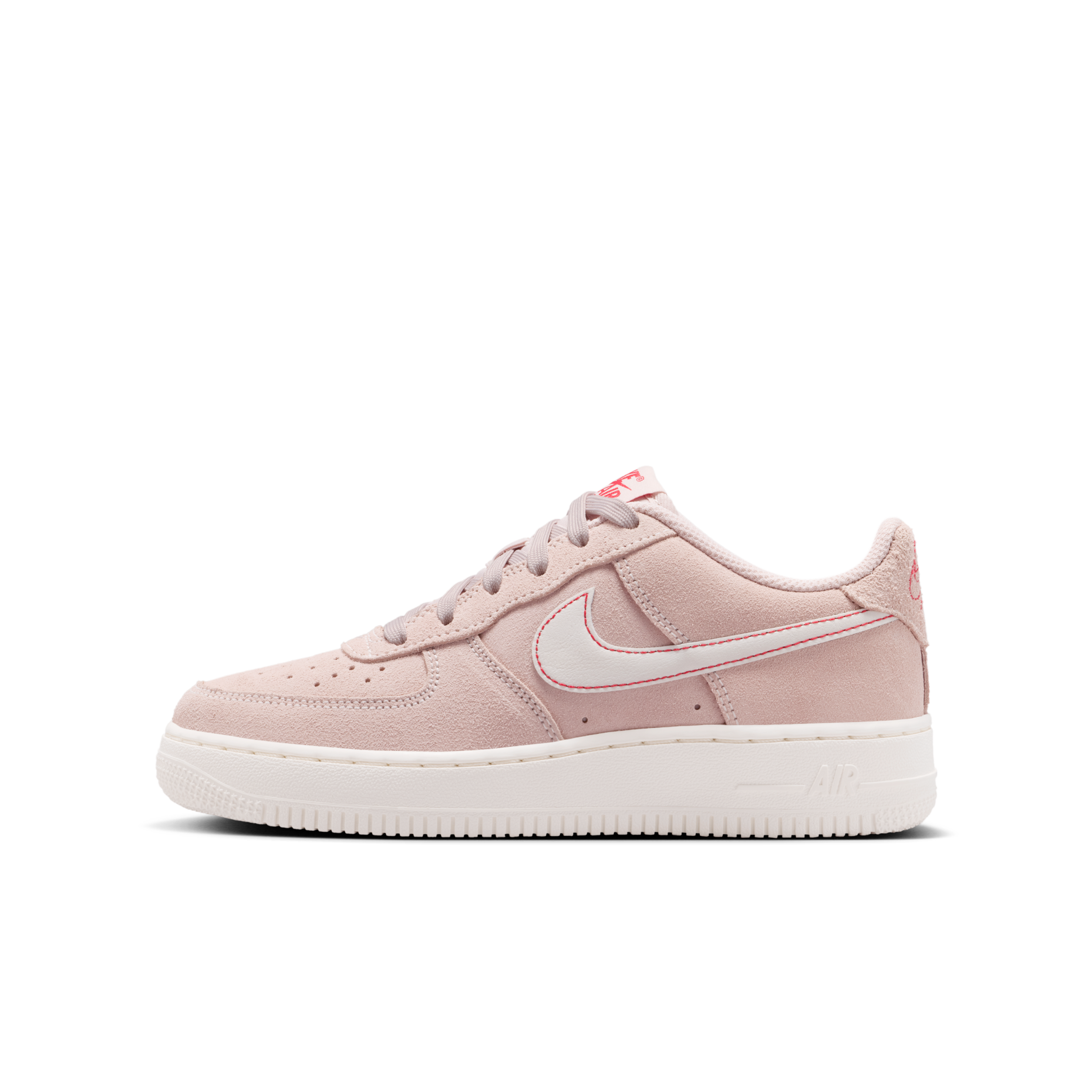 大童鞋 女鞋 NIKE AIR FORCE 1 LV8 1 GS 淡粉白 麂皮 縫線 復古 休閒鞋【IB5688-600】AF1