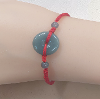 0311PA17-PAT姐健康養生-天然翡翠藍水平安扣手繩手圍: 14.5-19cm  (可經師傅開光)（A17）