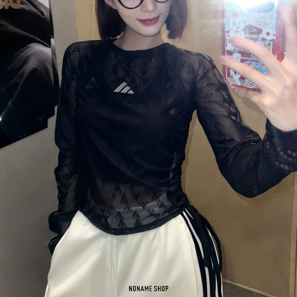 ADIDAS STORY MESH 透膚 網眼 運動 長袖 黑色 (女款)