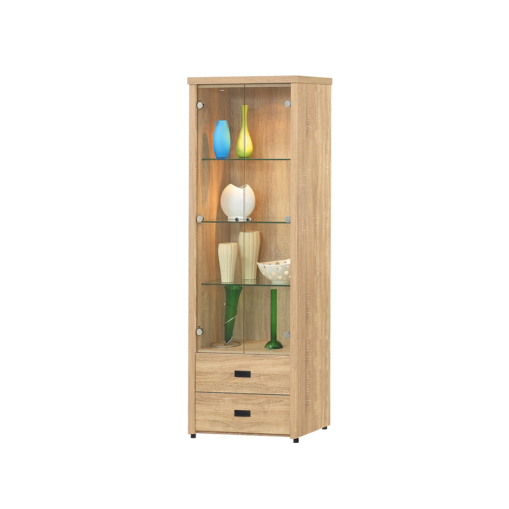 柏蒂家居-班特利2.1尺二門二抽玻璃展示櫃/收納置物櫃