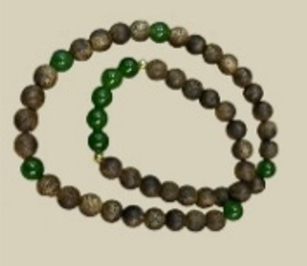 0311PA30-PAT姐健康養生-天然綠奇楠沉香圓珠6mm雙圈手串配和田玉碧玉標準手圍: 15-16cm如需加長, 一粒加$20（A30）