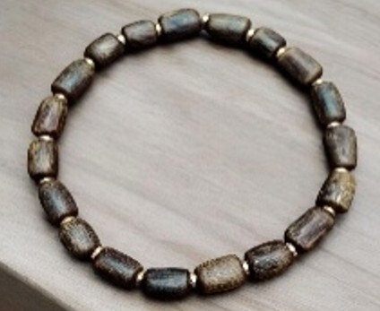 0311PA31-PAT姐健康養生-天然越南棋楠水沉5.5mm桶珠沉香手串標準手圍: 15.5cm如需加長, 一粒加$60（A31）