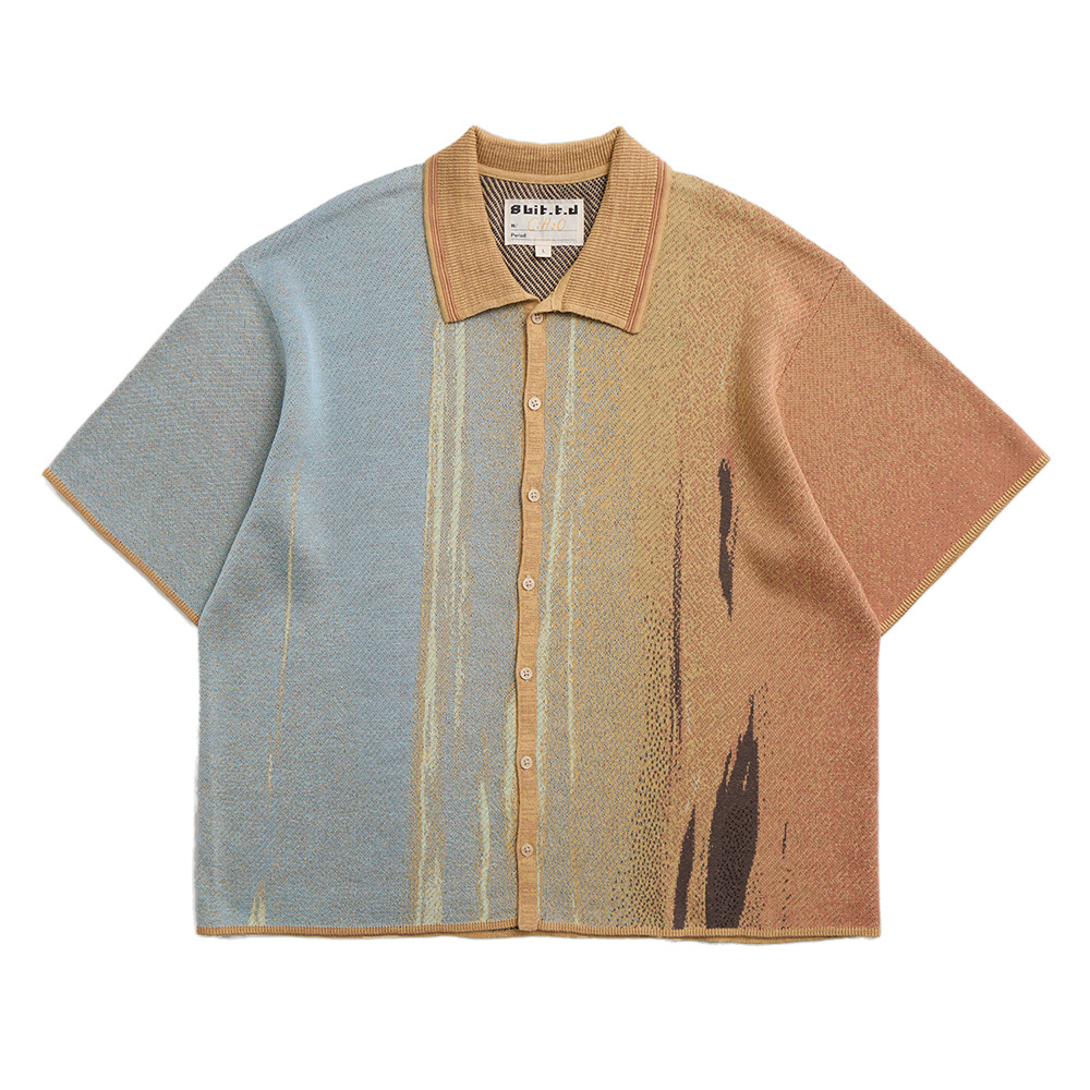 公路夕陽 短袖開襟襯衫