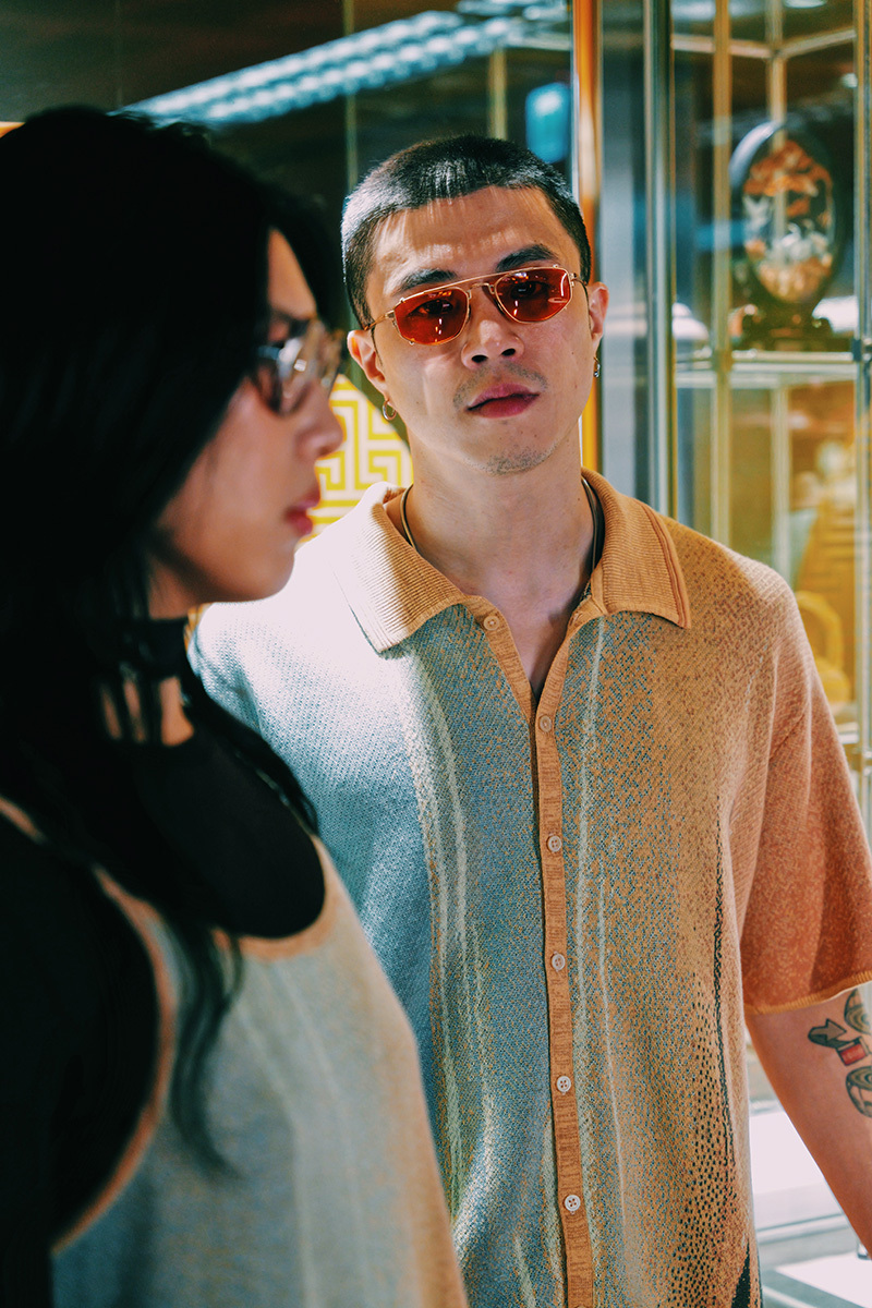 公路夕陽 短袖開襟襯衫