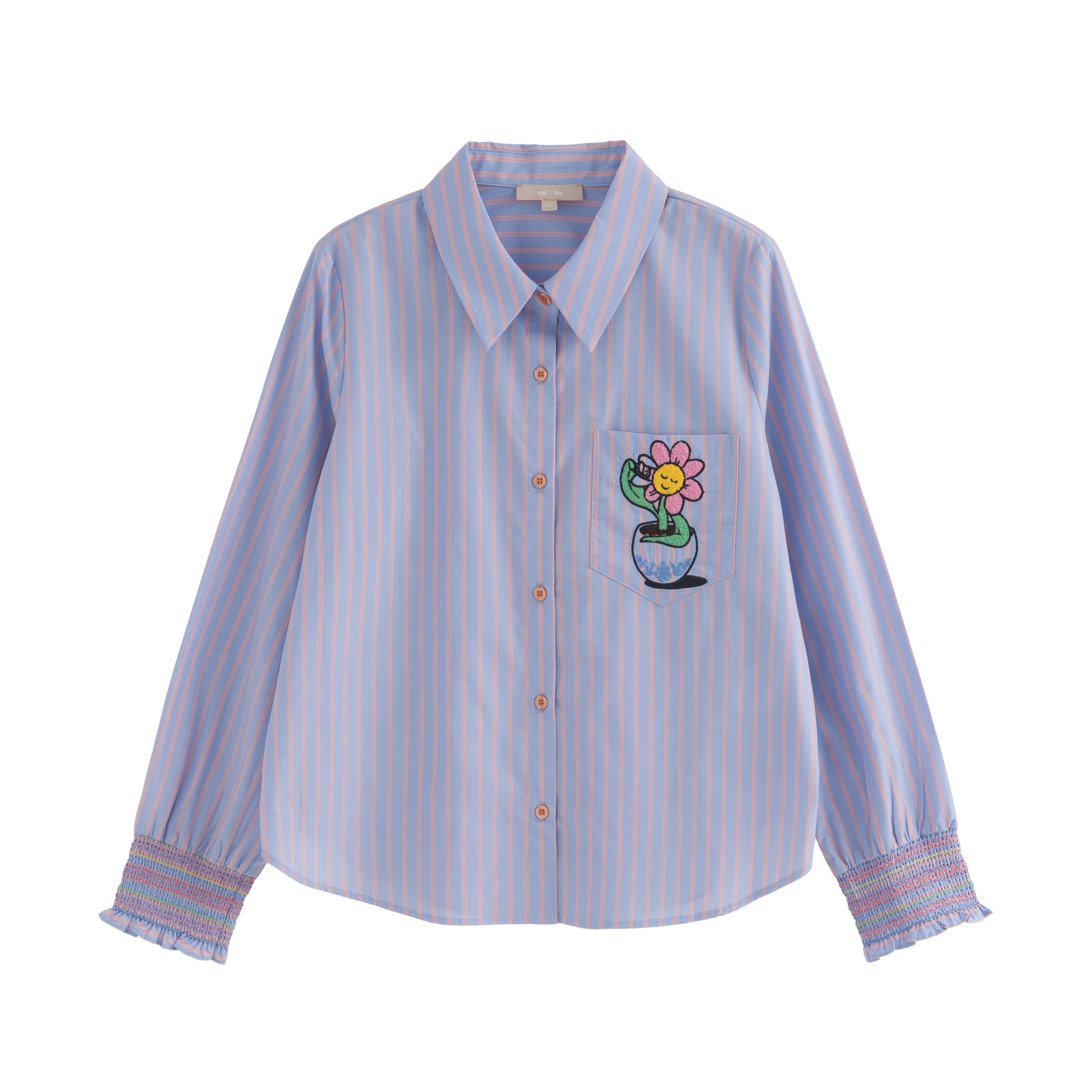 mi-tu embroidered striped T-shirt