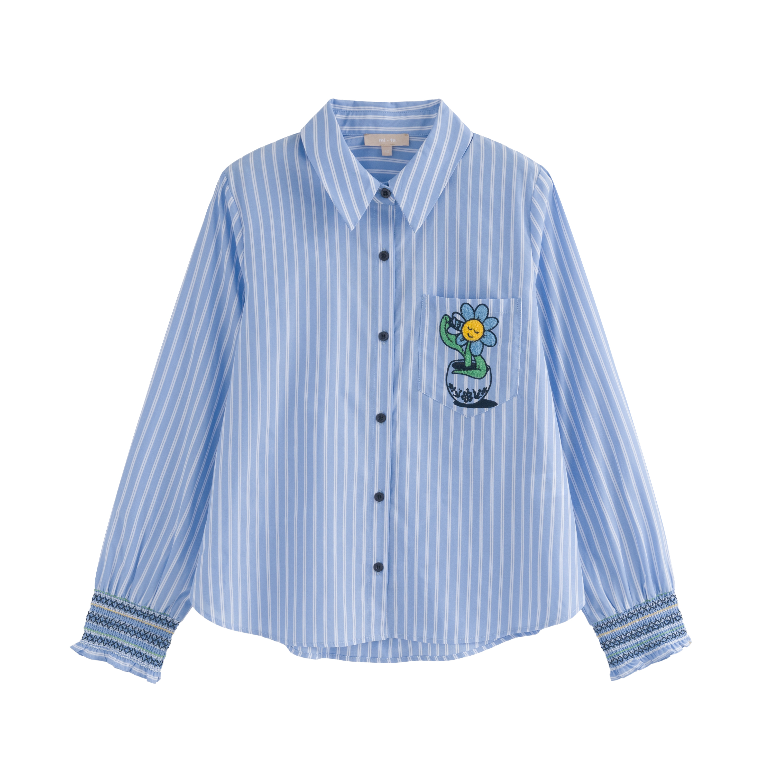 mi-tu embroidered striped T-shirt