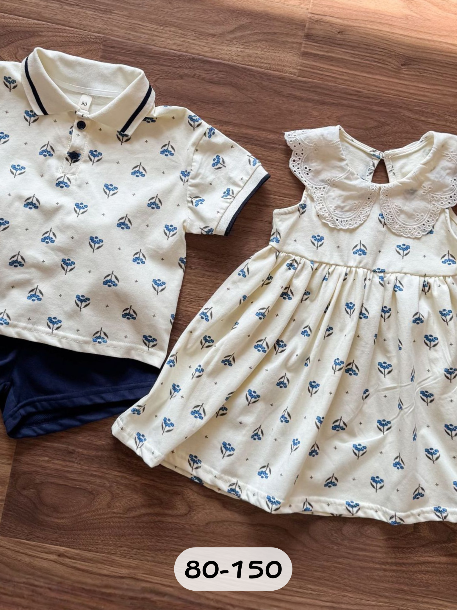 藍色小花 短袖套裝/裙裝