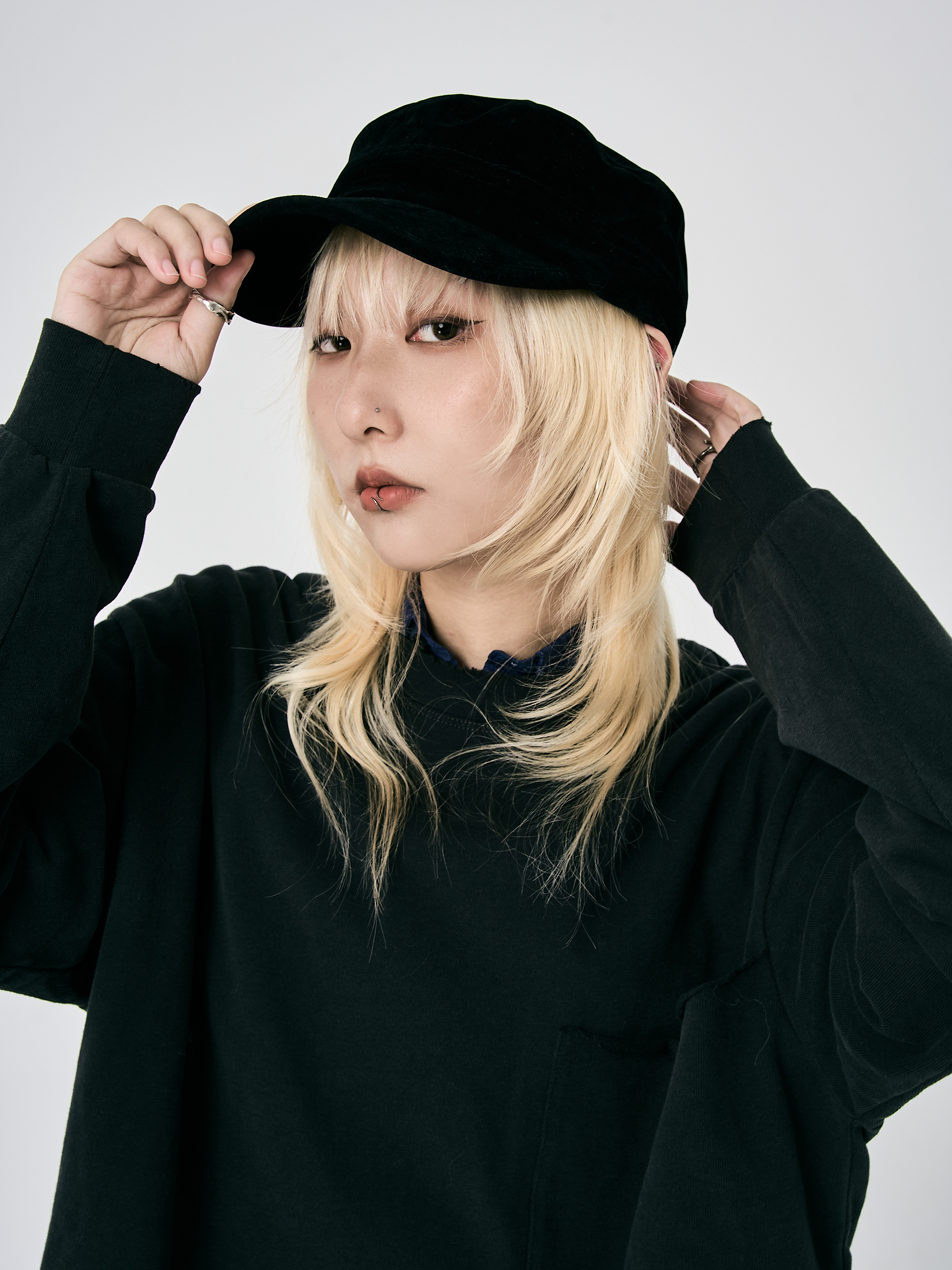 麂皮絨布馬術帽-黑