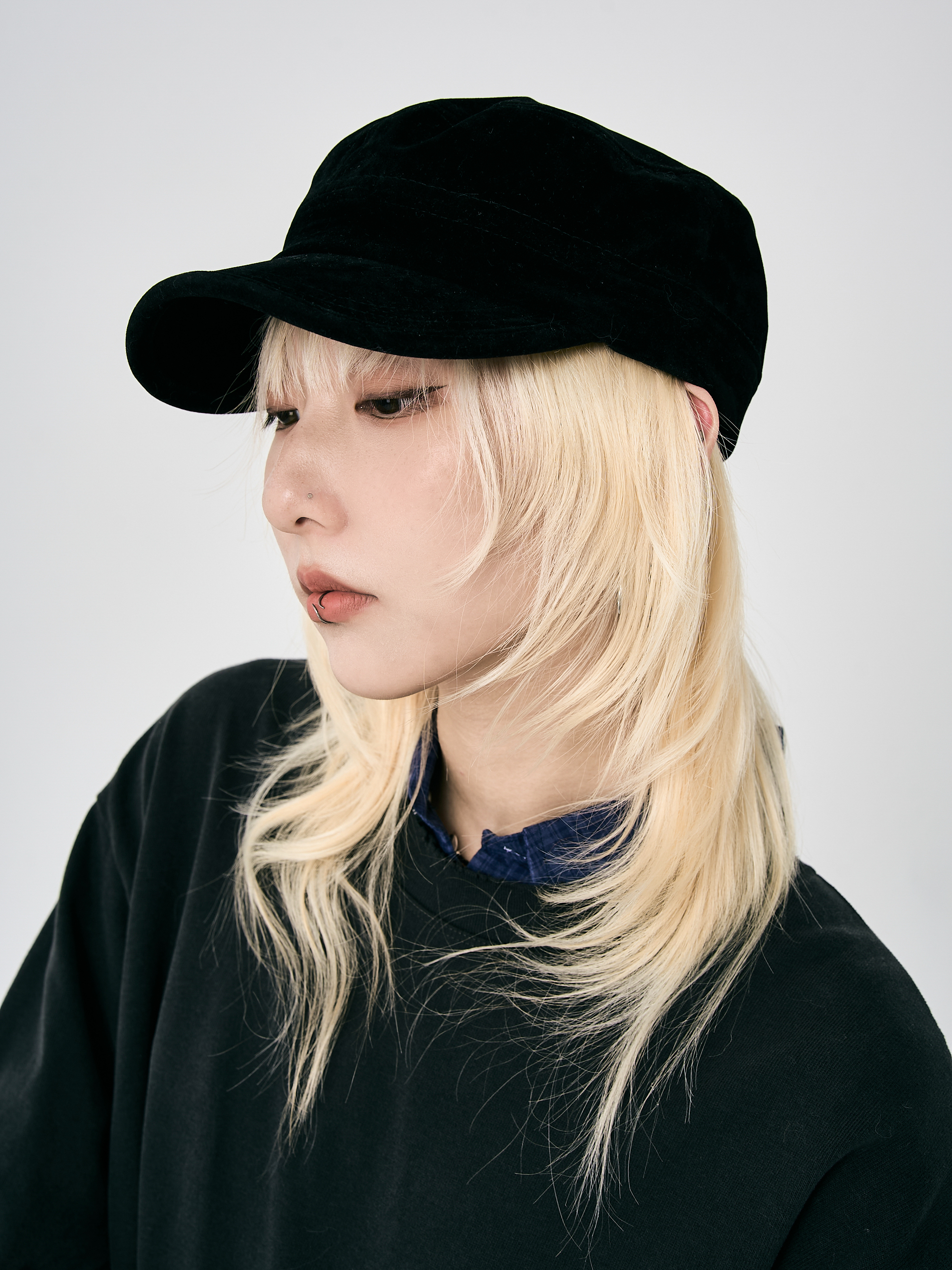 麂皮絨布馬術帽-黑