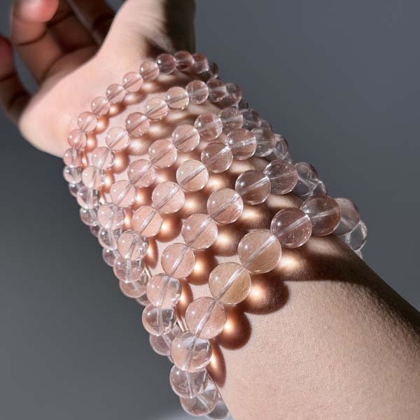 粉兔毛水晶手鍊