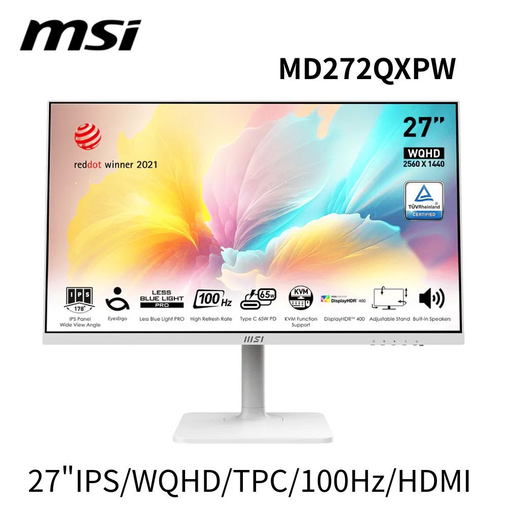 微星 MSI MD272QXPW 27吋IPS 美型螢幕 (100Hz/內建喇叭)