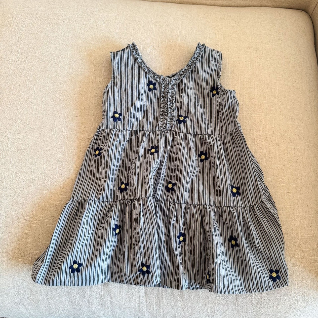 條紋小花無袖洋裝