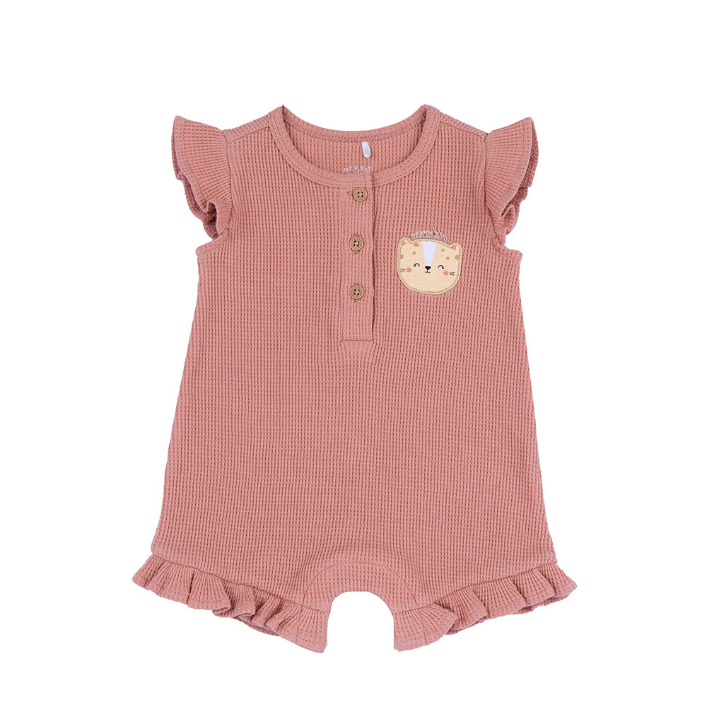 精選可愛動物園-荷葉袖+繡圖背心兔裝