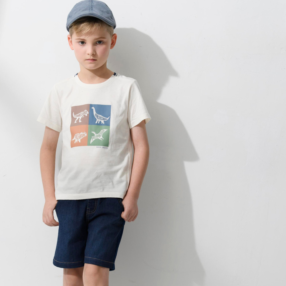 PIPPY 舒適彈性棉仿牛仔短褲 藍