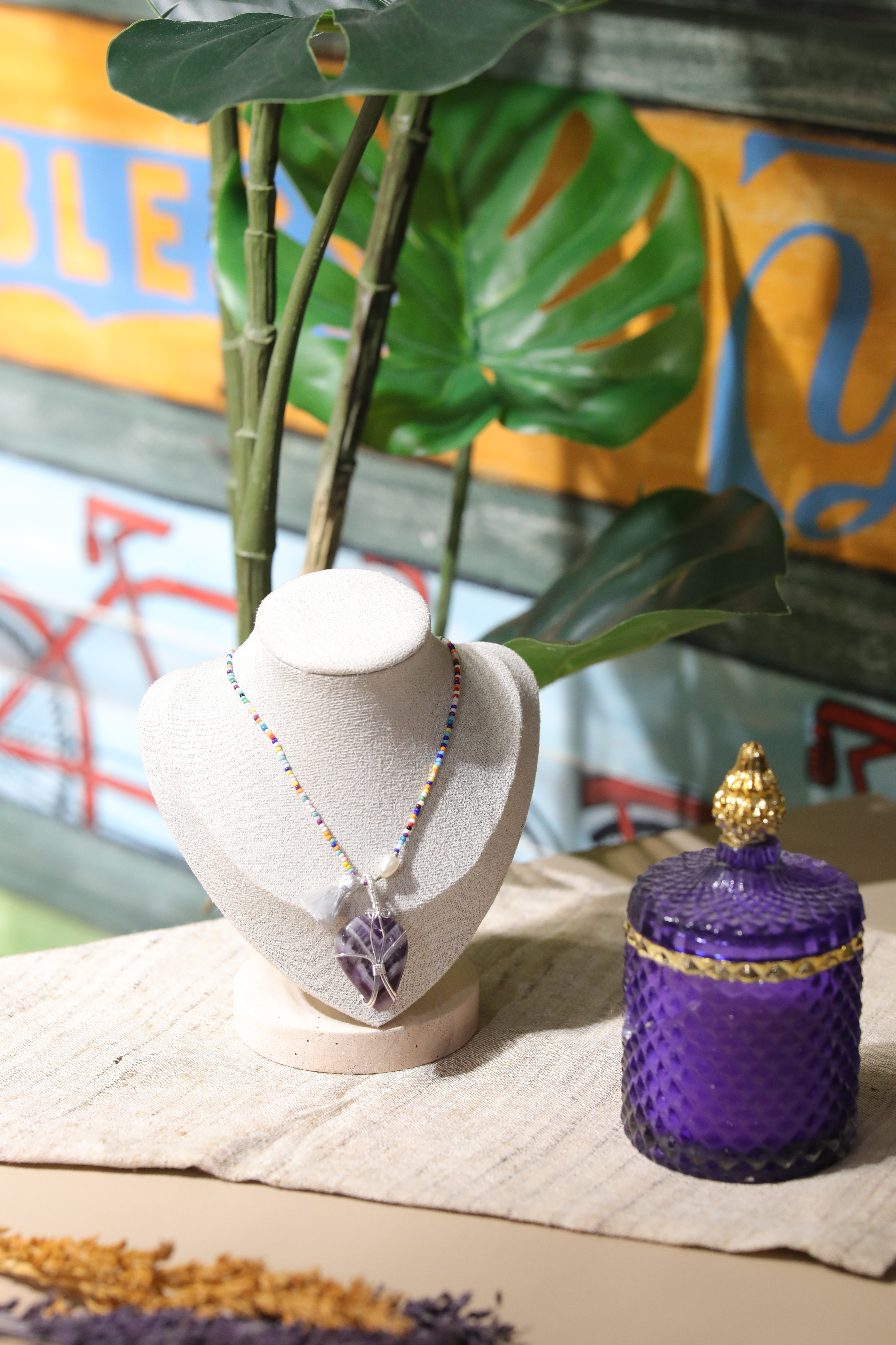 Macrame 頸鏈 J0609S-紫色 (0311)