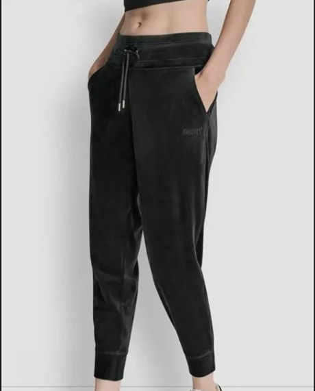 [S] DKNY BLACK MID RISE LOGO EMBROIDERED SLIM JOGGER, DP5P3695-BLK (SD1767)