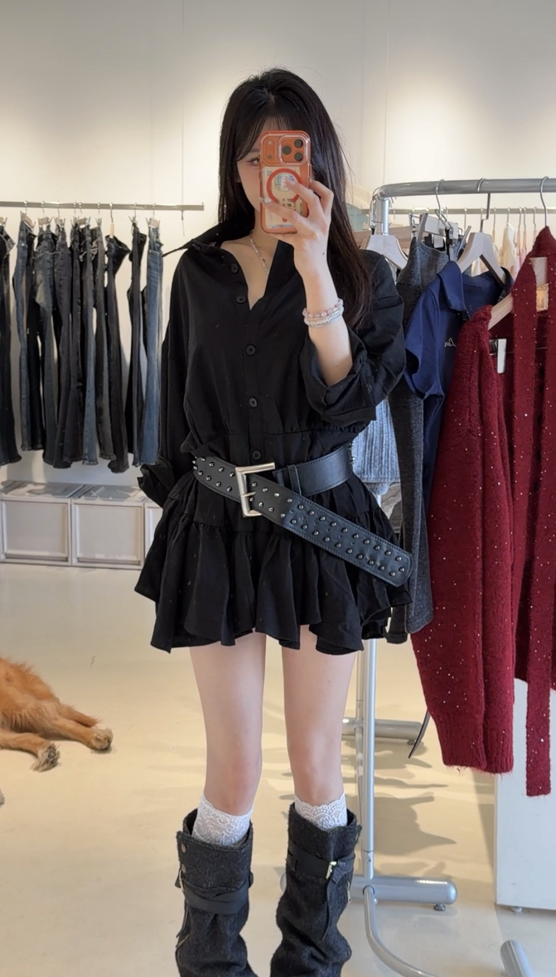 🇰🇷Korea Black Swan 腰封襯衫洋裝