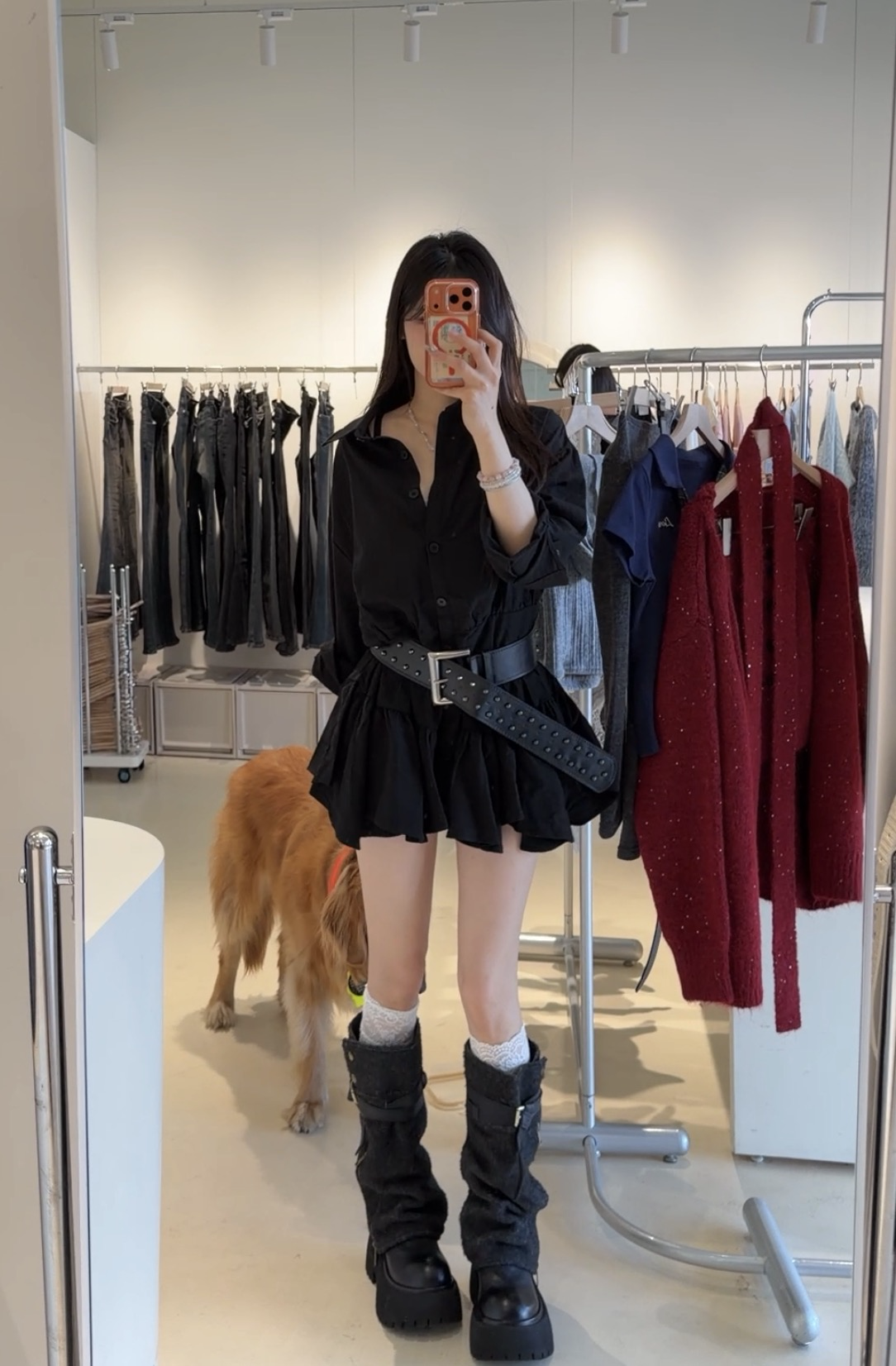 🇰🇷Korea Black Swan 腰封襯衫洋裝