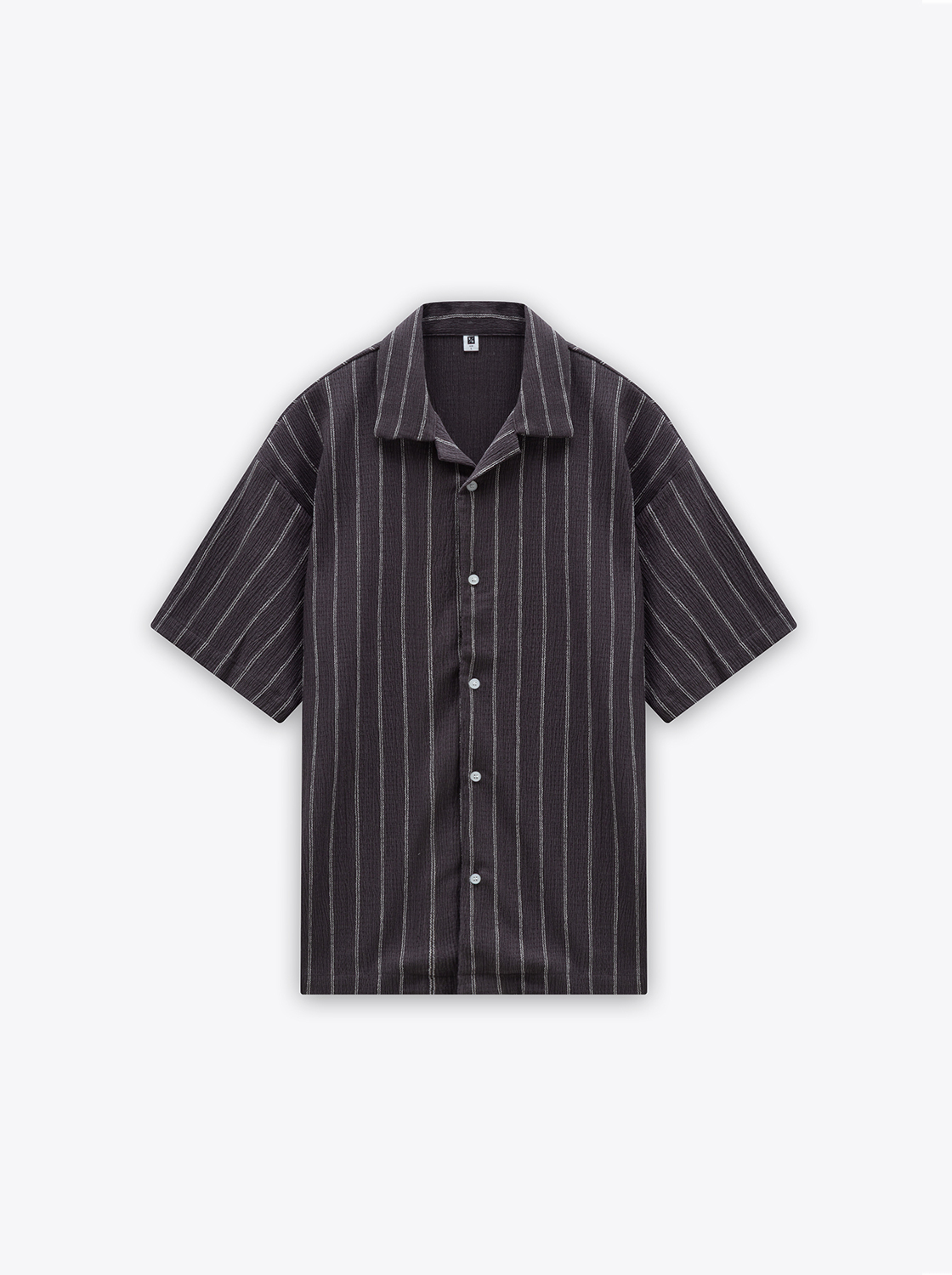 條紋肌理感短袖襯衫