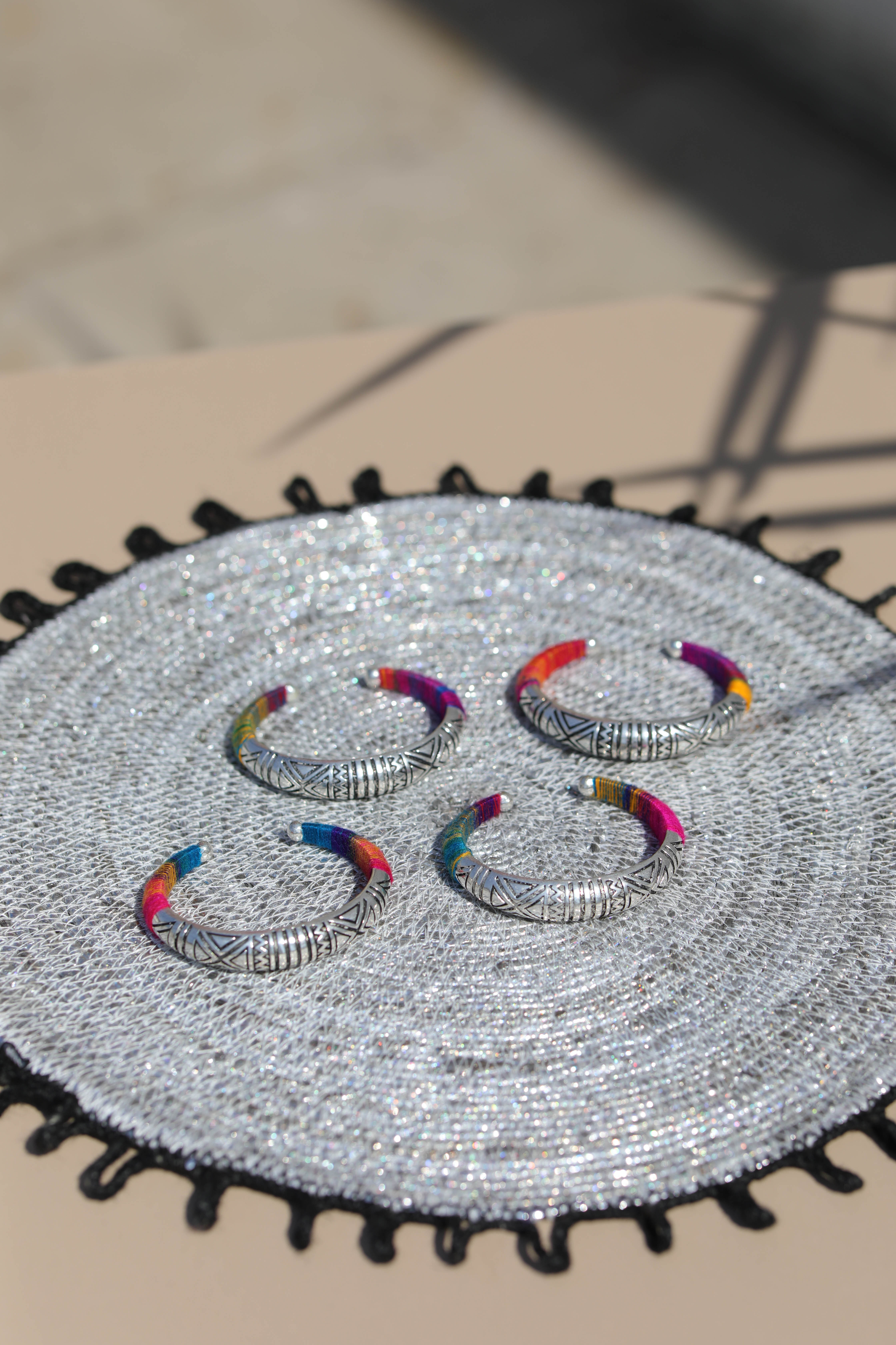 Macrame bangle silver - free size - J0650A (0311)