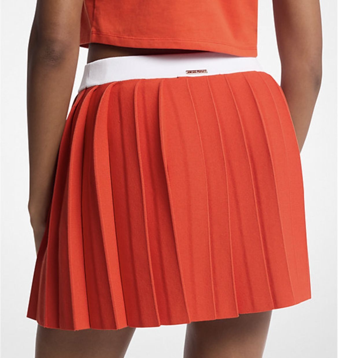 [S] MICHAEL KORS RED CLAY PLEATED STRETCH KNIT SKIRT, JS570HU5ZV-REDCLAY (SMK1368)