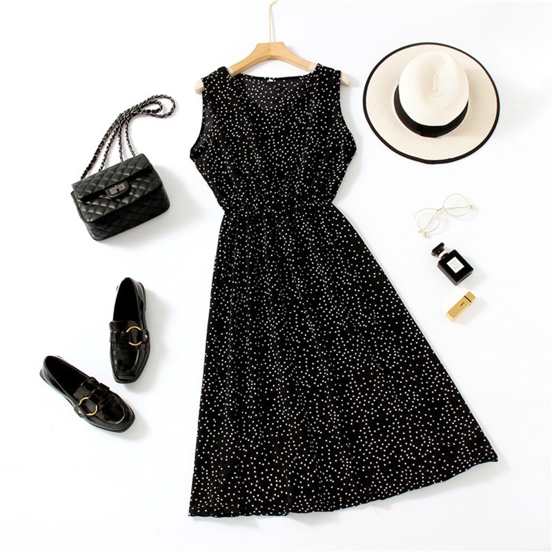 點點無袖收腰洋裝 五色