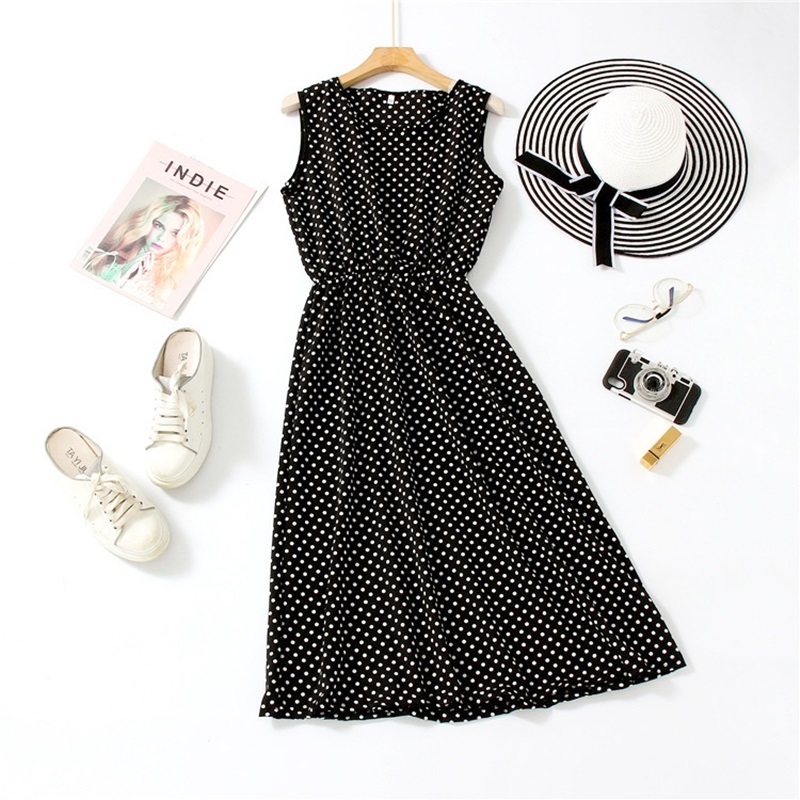 點點無袖收腰洋裝 五色